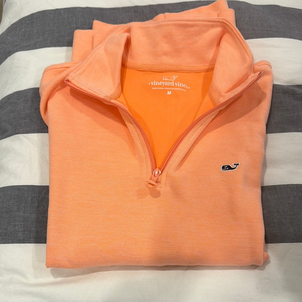 Men’s-Vineyard Vines Orange Quarter-Zip Pullover